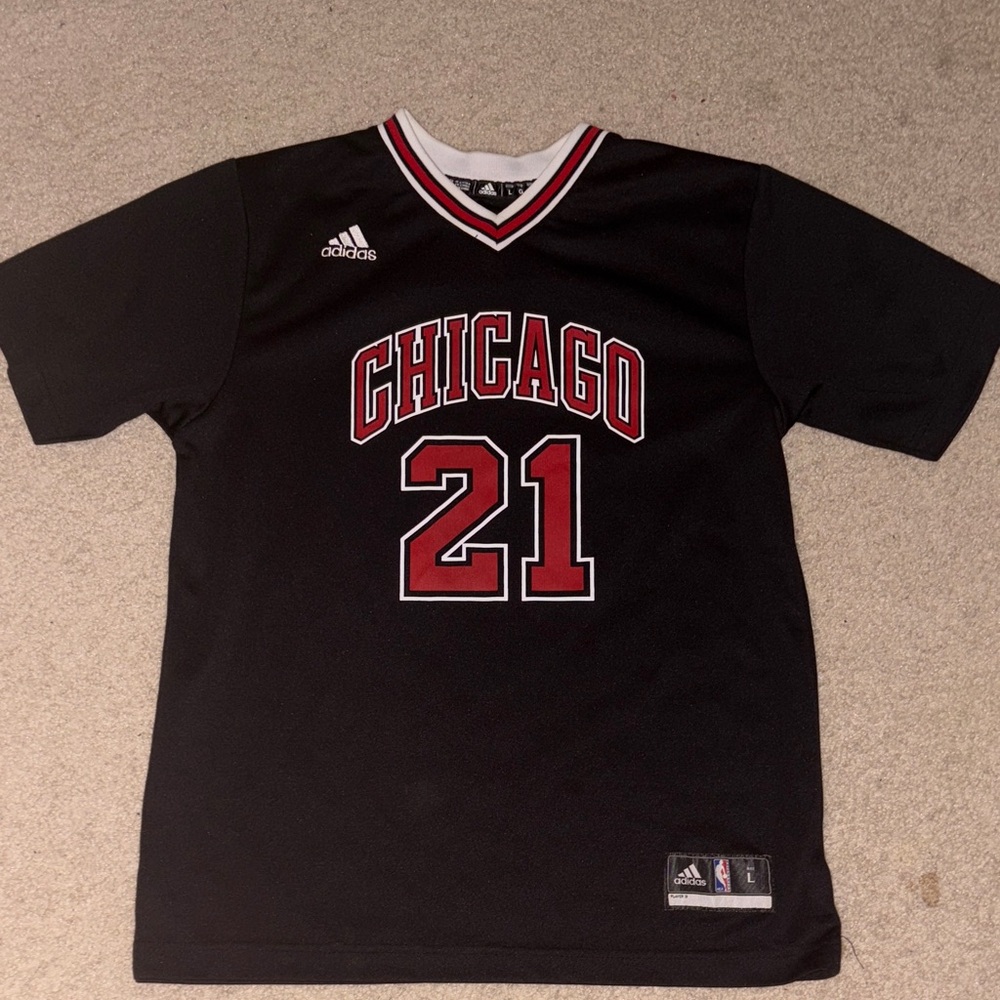 Adidas Black Chicago Bulls Jimmy Butler Short Sleeve Jersey #21